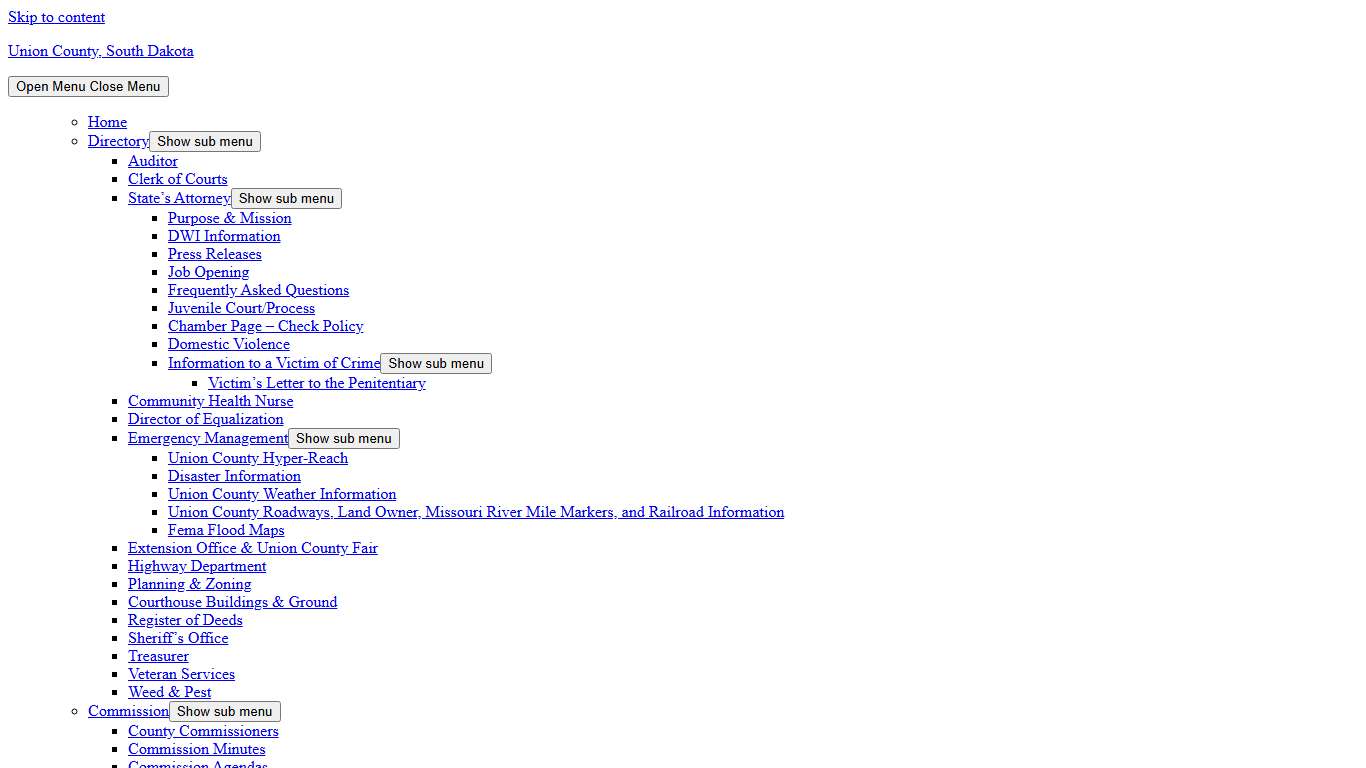 Page not found - Union County, South Dakota