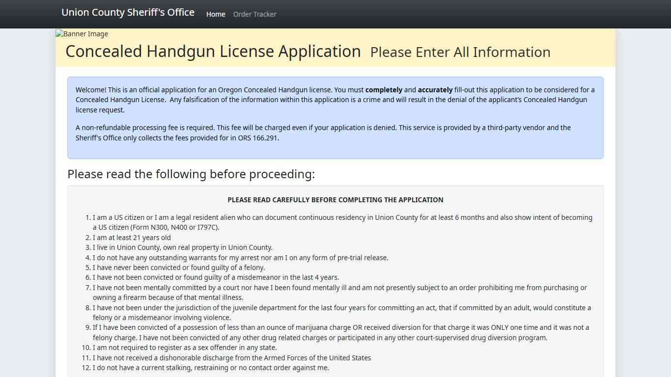 Union County Sheriff's Office Online Concealed Handgun License